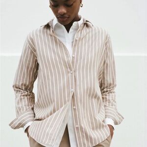 Everlane women’s Beige Striped Button Down Shirt